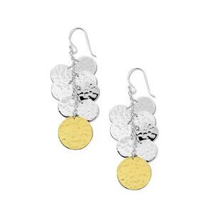 IPPOLITA TWO-TONE 18K & STERLING SILVER HAMMERED CASCADE DROP EARRINGS
